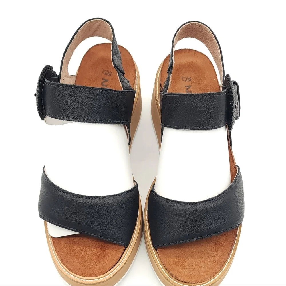 NAOT Crepe Black Soft Leather Platform Chunky Sandal Women's Size 7 - Picture 4 of 12